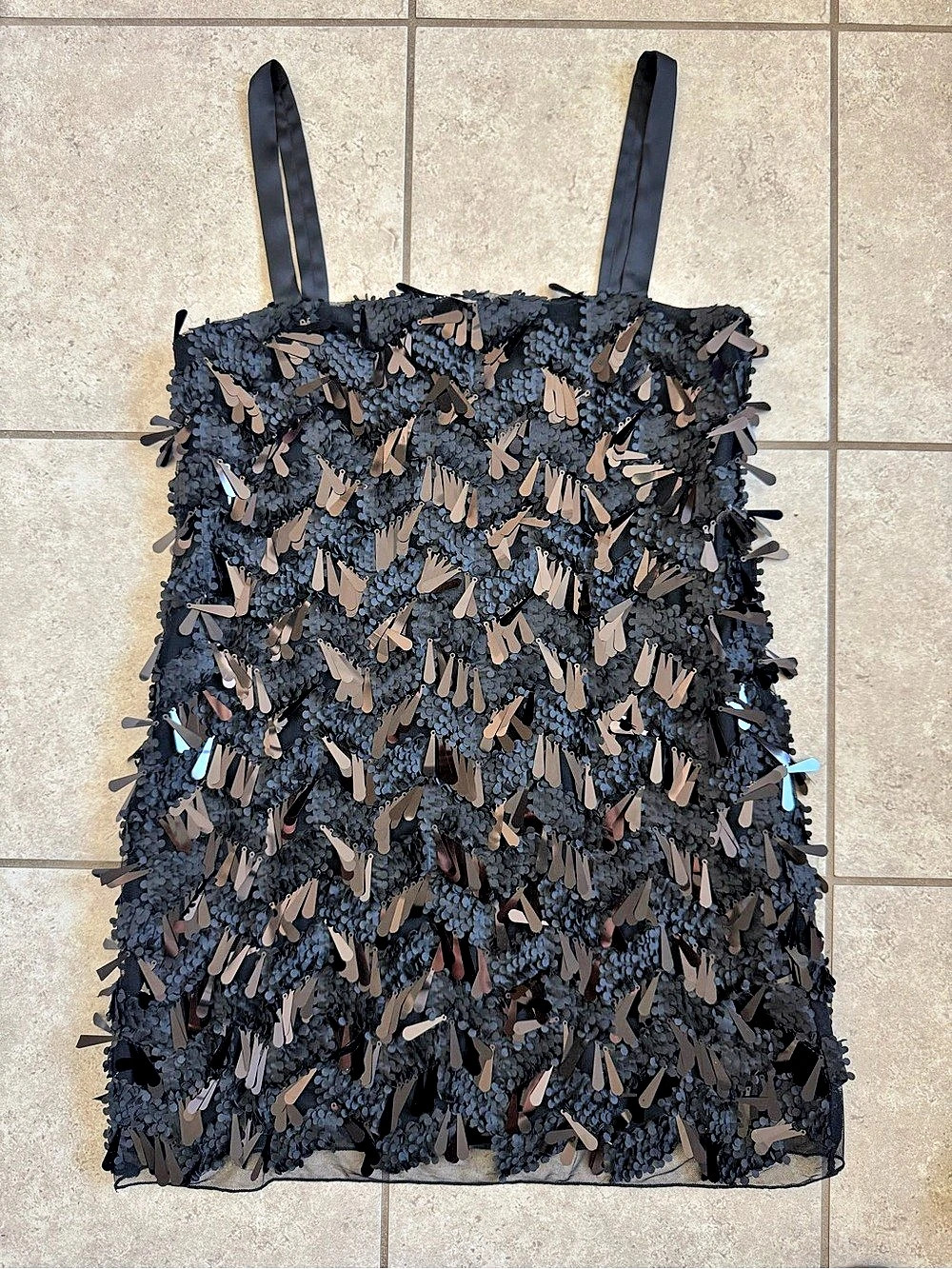ZARA Black Sequin Embellished Mesh Mini Party Dress Size M NWT - Picture 4 of 14